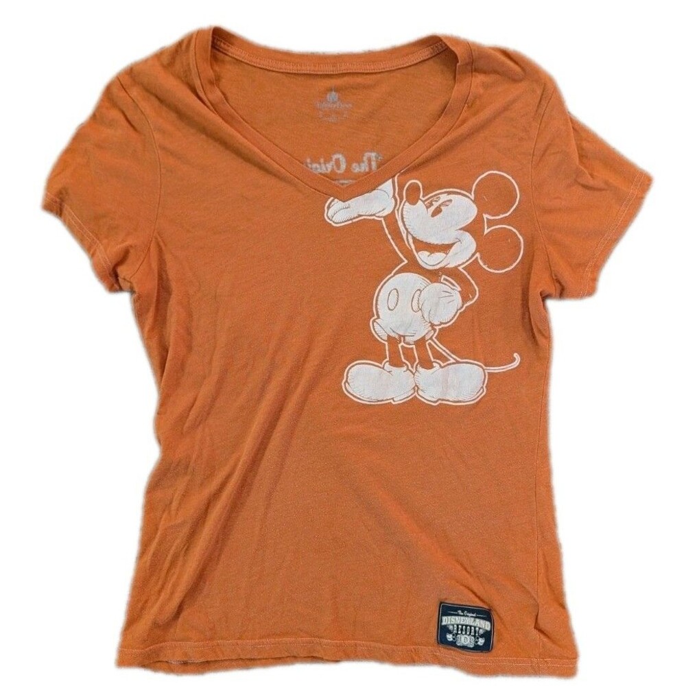 Disney Parks Mickey Mouse Shirt Womens L Orange Disneyland Resort Tee